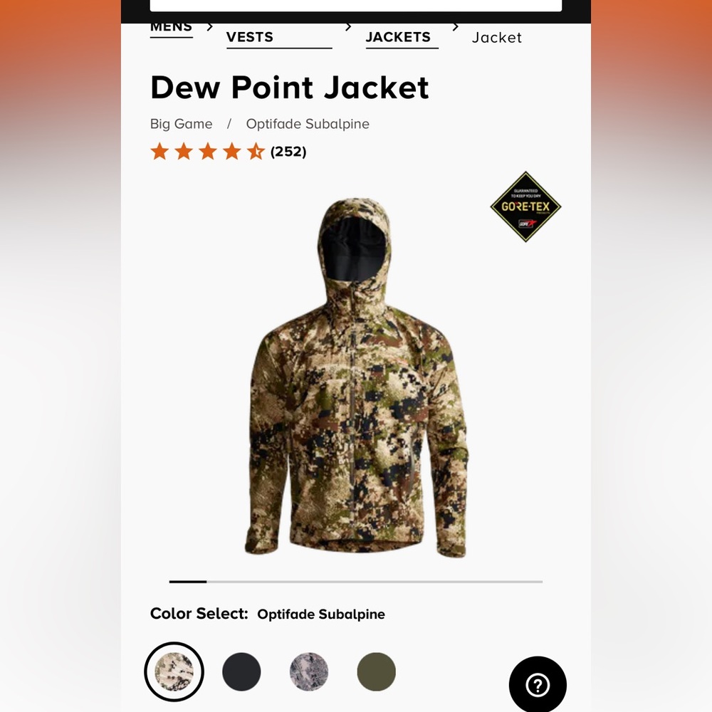 Sitka XL Dew Point Jacket. In great shape. Optifade Subalpine